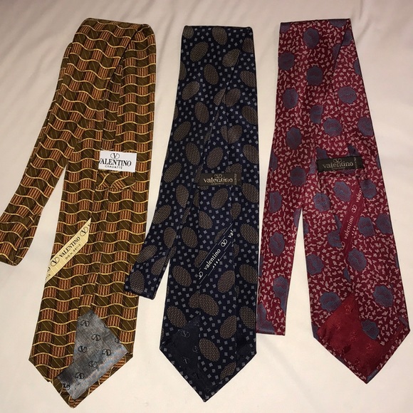 💥HP💥Gorgeous Valentino Cravatte 3 Ties Gold Blue - Picture 2 of 8